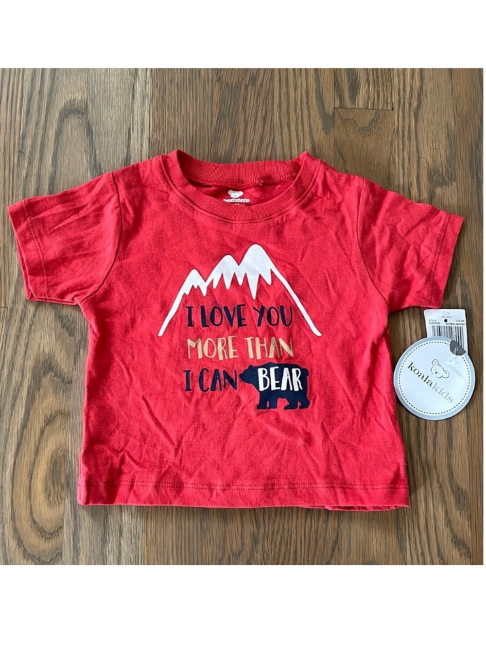 Koala Kids Baby Boy Tee Cotton 9-12M I Love You More Than I Can Bear Red Orange
